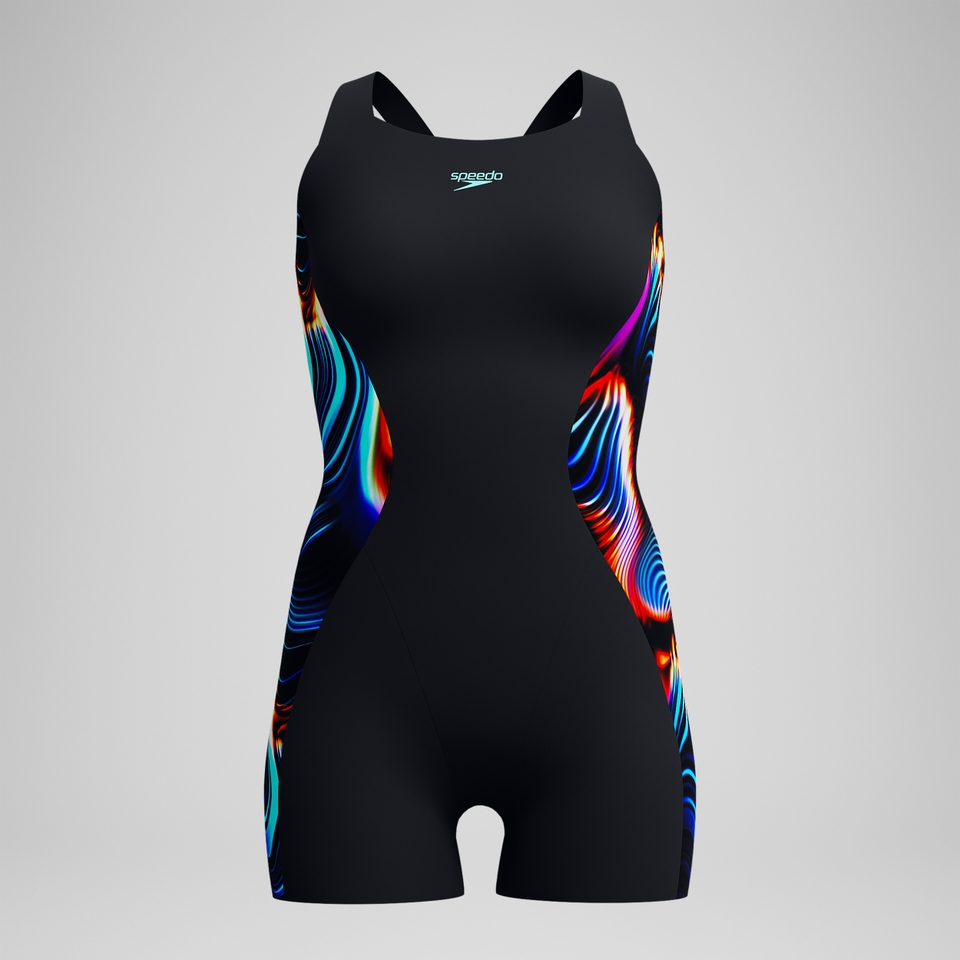 Women's Digital Printed Legsuit Black/Blue