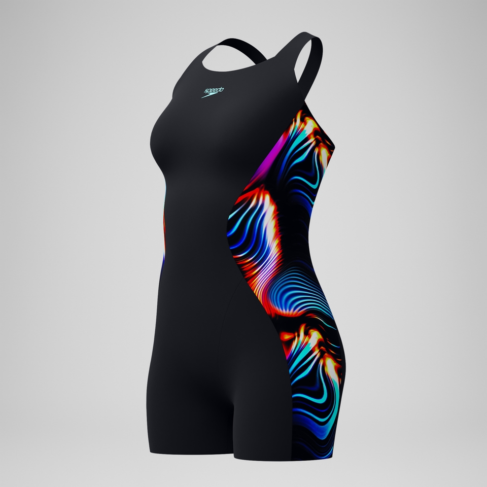 Women's Digital Printed Legsuit Black/Blue
