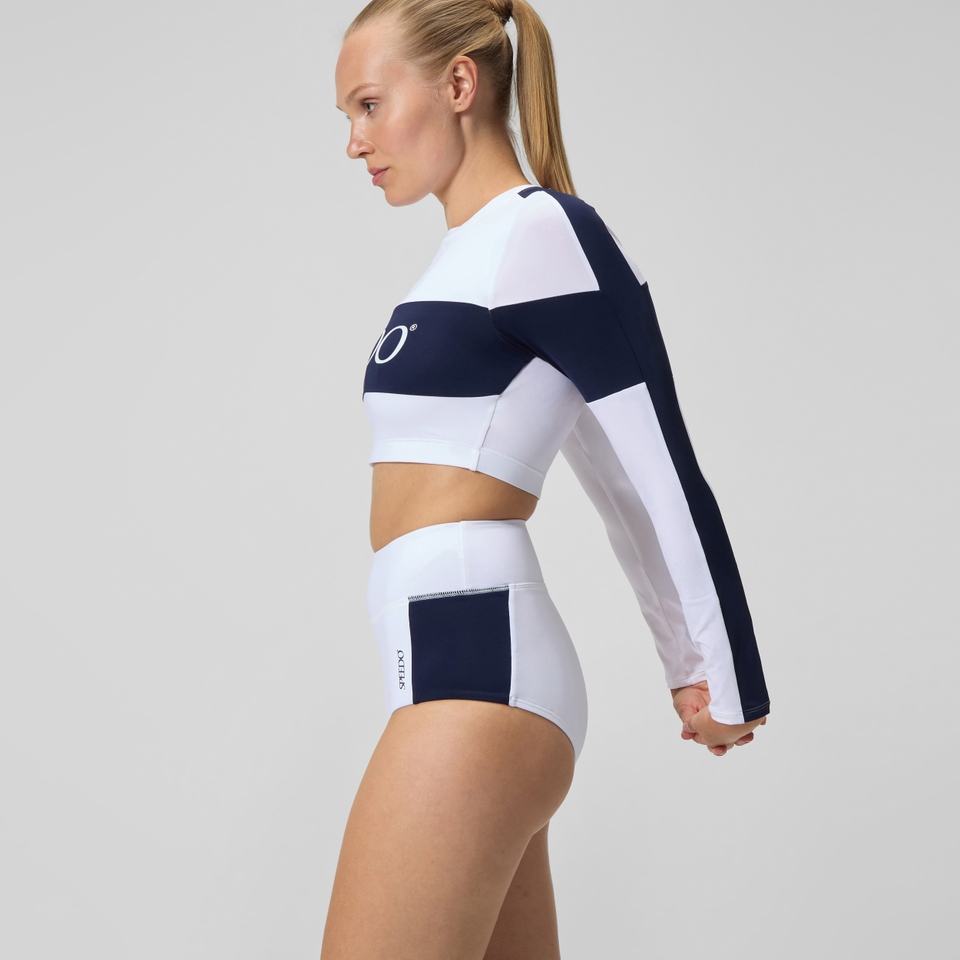 Women's Colorblock Banded Boyleg Bottom White/Navy
