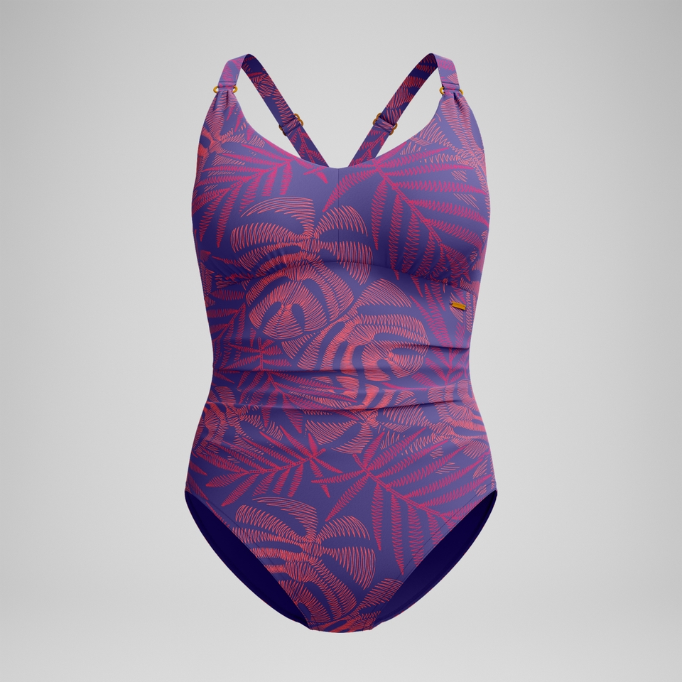 Formender Badeanzug mit V-Ausschnitt Pink/Orange für Damen