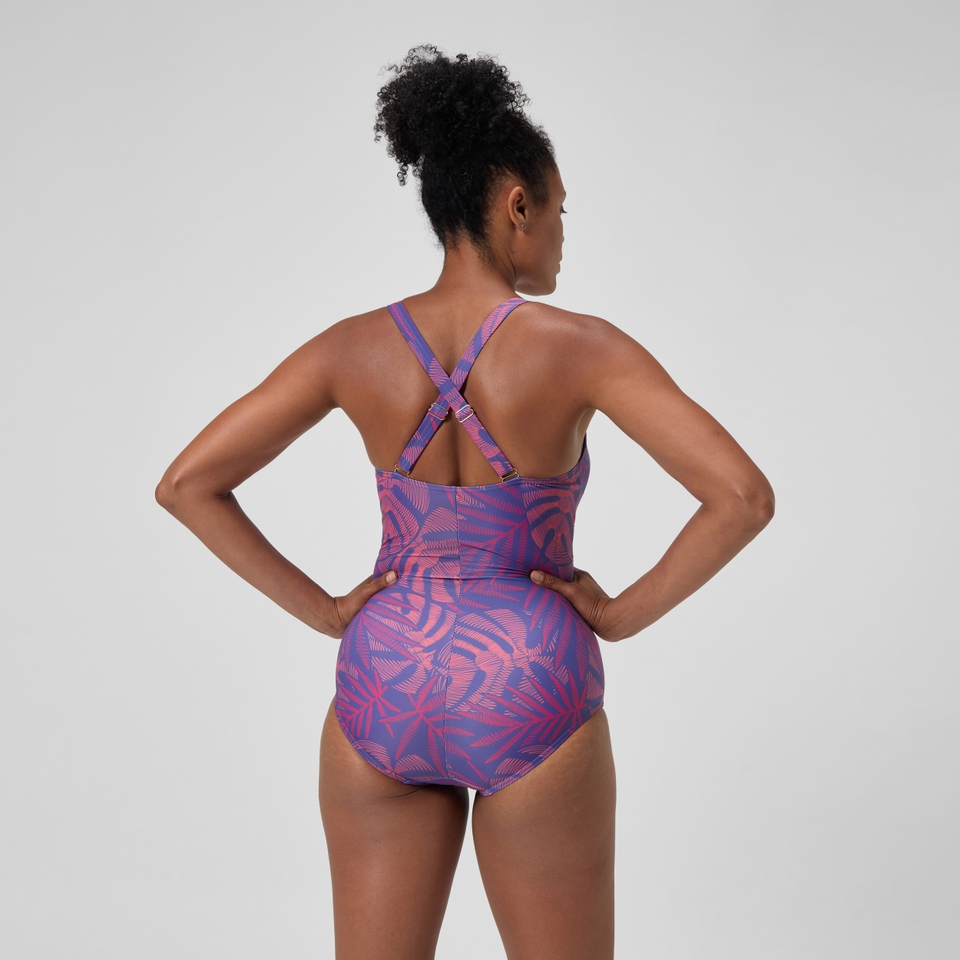 Women's Shaping V Neck One Piece Pink/Orange