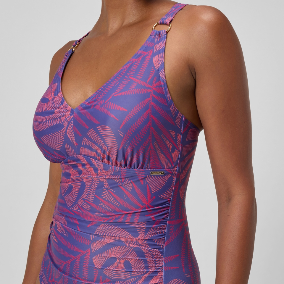 Formender Badeanzug mit V-Ausschnitt Pink/Orange für Damen