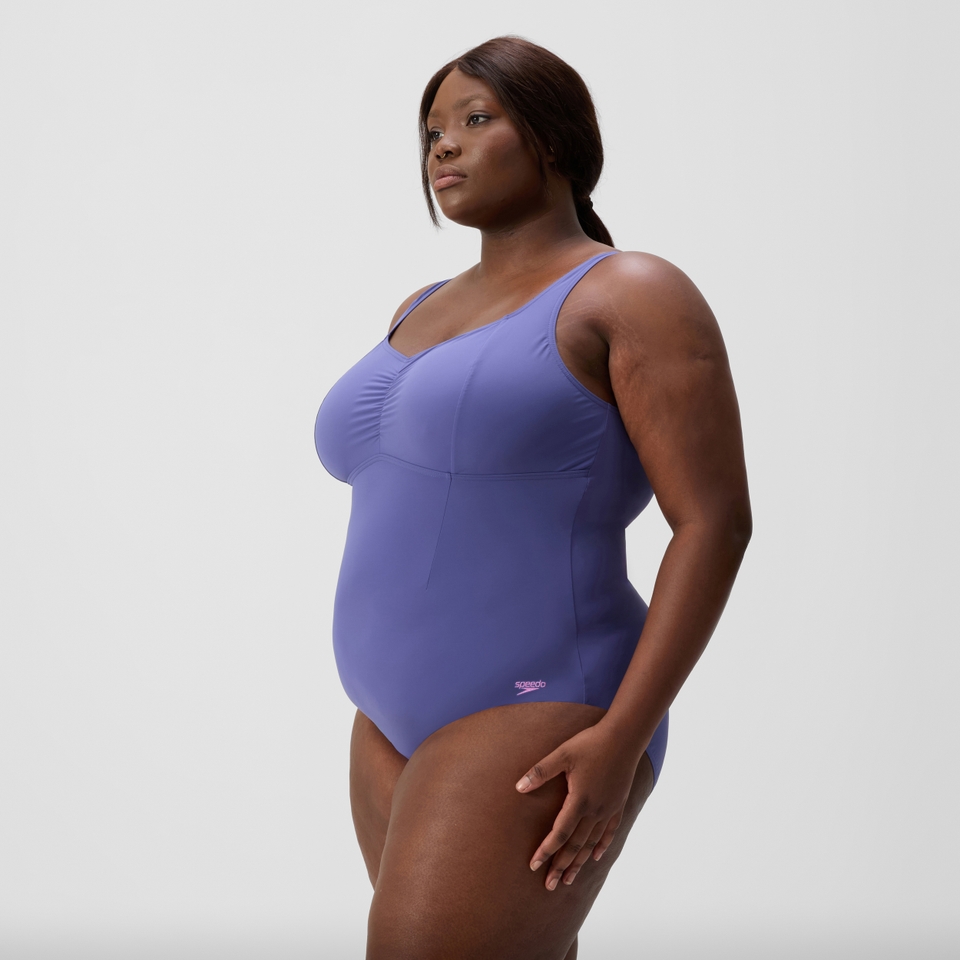 AquaNite Formender Plus-Size-Badeanzug Blau für Damen