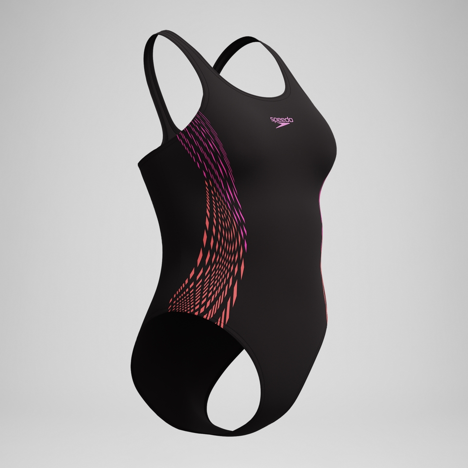 Women's Placement Muscleback Swimsuit Black/Pink