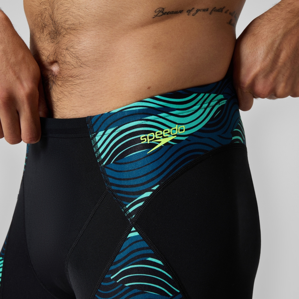 Endurance+ Max Mittellange Splice-Schwimmhose Schwarz/Türkis für Herren
