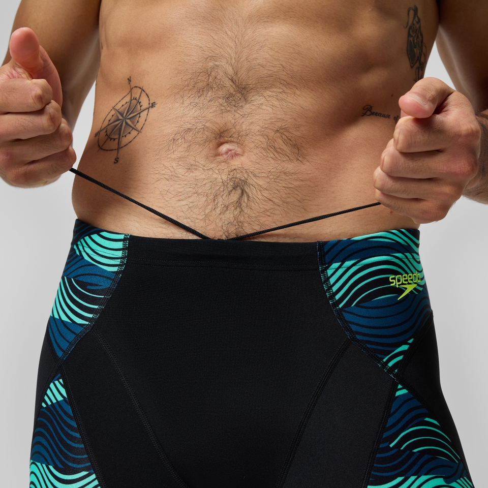 Endurance+ Max Mittellange Splice-Schwimmhose Schwarz/Türkis für Herren
