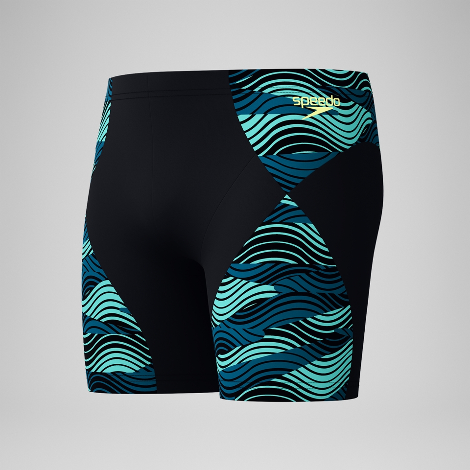 Endurance+ Max Mittellange Splice-Schwimmhose Schwarz/Türkis für Herren