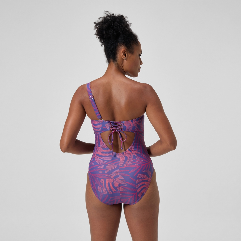 Asymmetrischer formender Badeanzug Pink/Orange für Damen