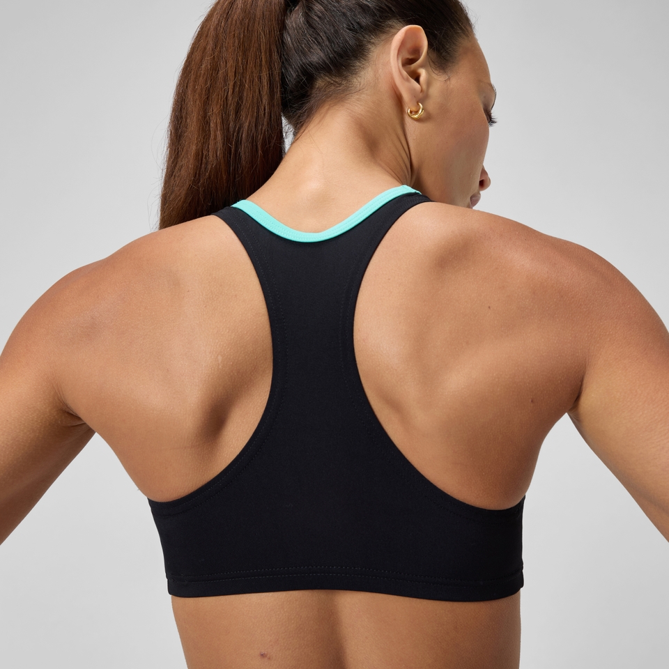 Placement-Bikini Schwarz/Türkis für Damen