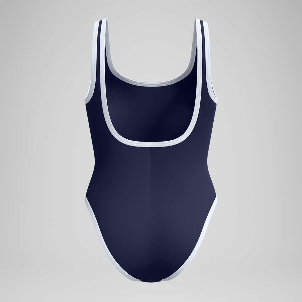 Jetstream Einfarbiger gebundener Rundhals-Badeanzug Marineblau für Damen