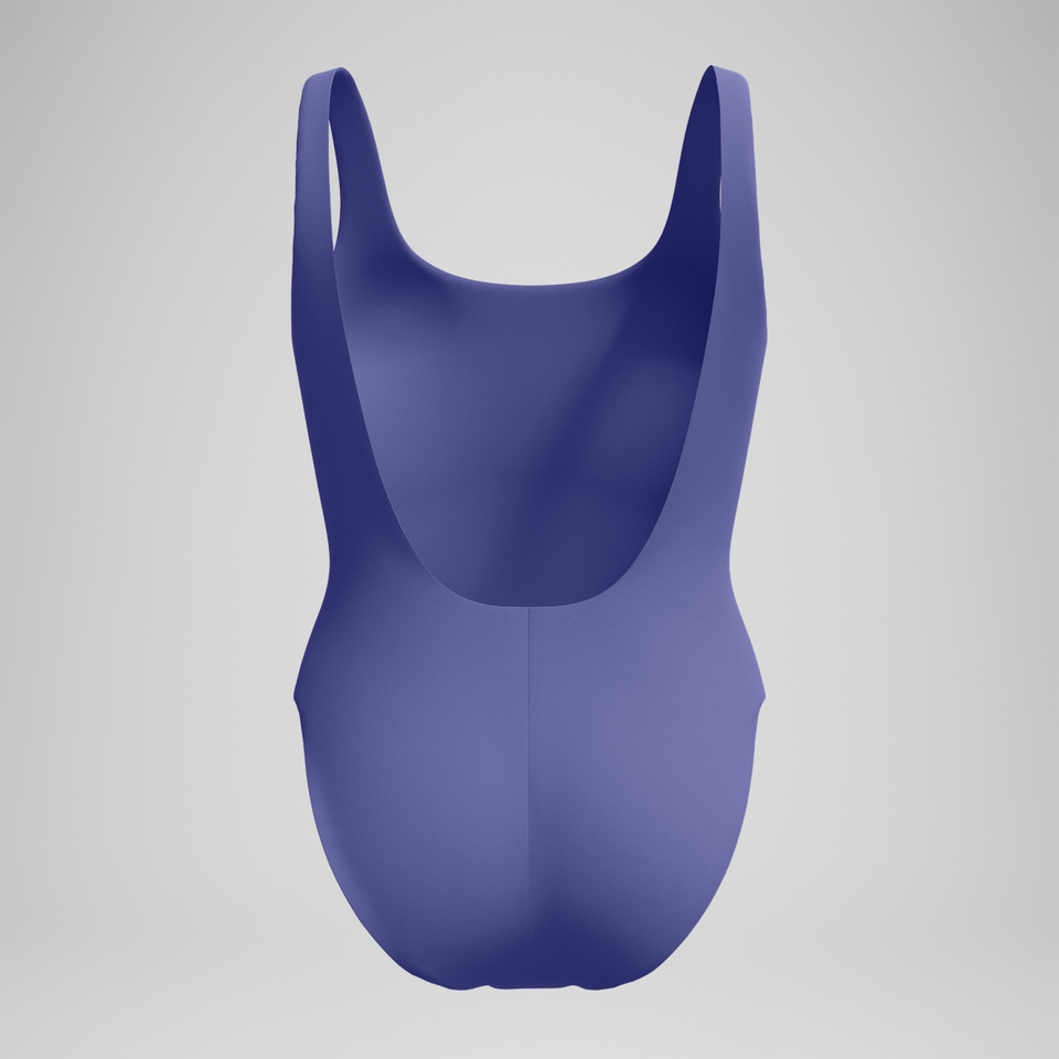 Badeanzug mit tiefem U-Rückenausschnitt und Logo Blau für Damen