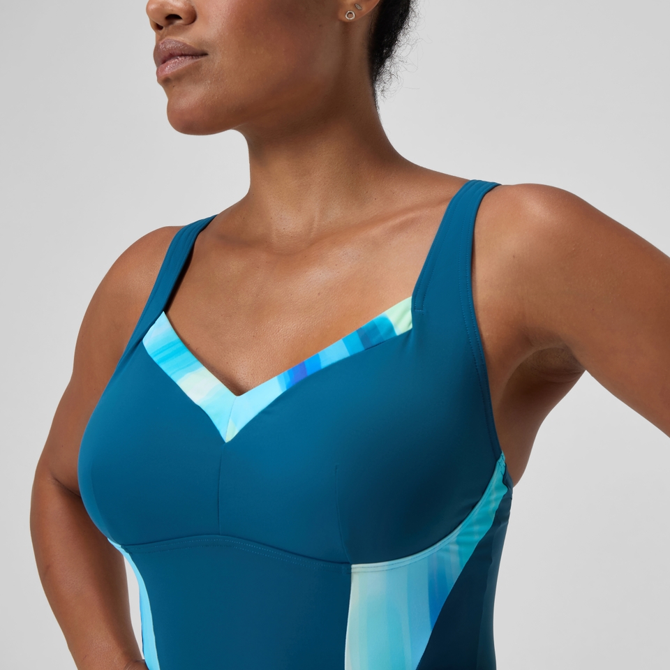 Women's Shaping Printed LunaElustre Swimsuit DarkTeal/Green
