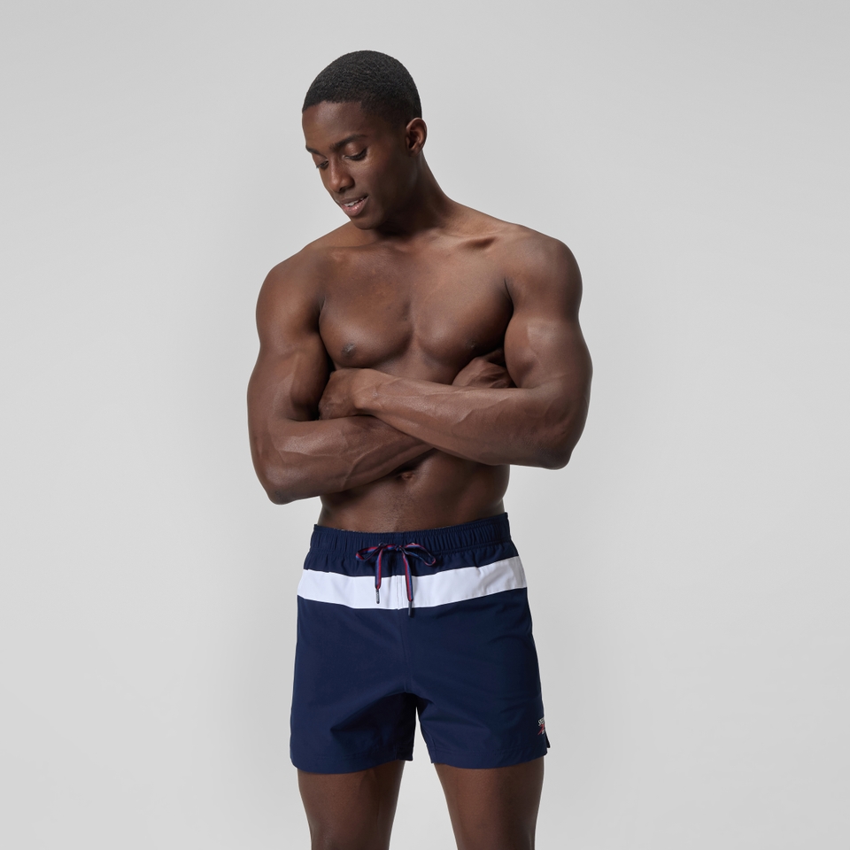 Men's Jetstream 16'' Striped Colourblock Swim Shorts Navy/White