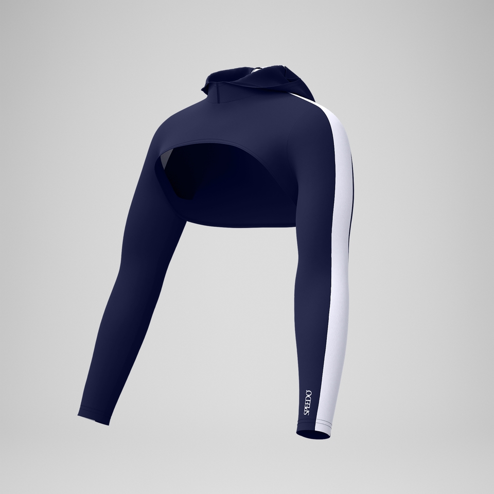 Women's Jetstream Long Sleeve Hooded Shrug Top Navy/White