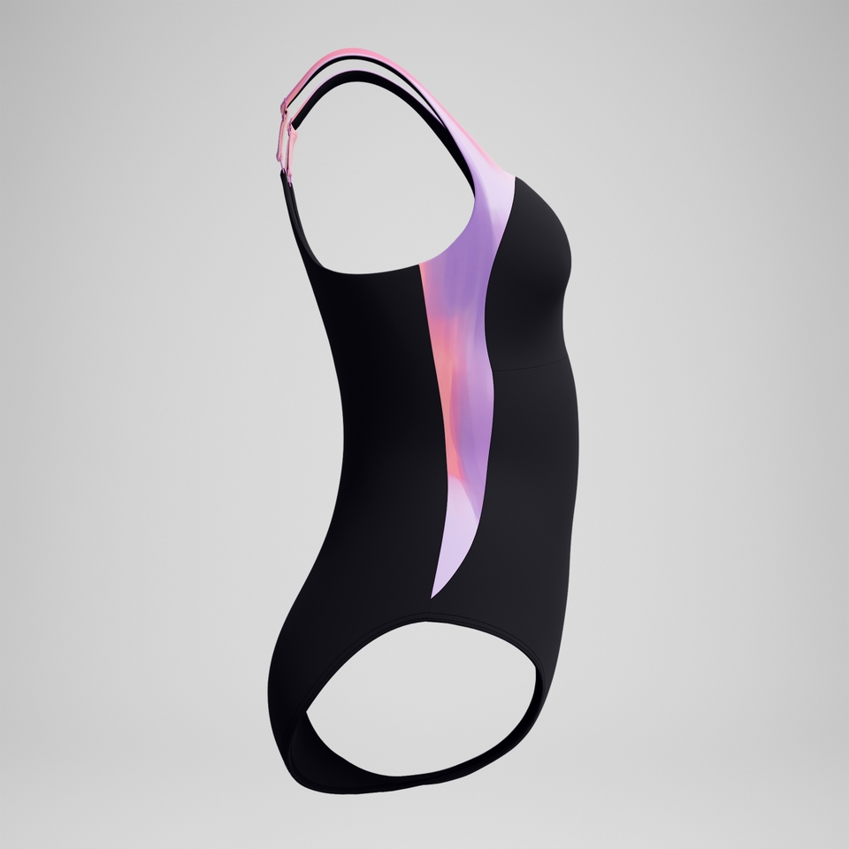 Women's Shaping Printed LunaLustre Swimsuit Black/Pink