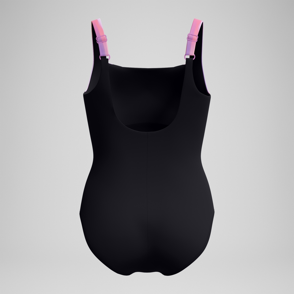 Women's Shaping Printed LunaLustre Swimsuit Black/Pink