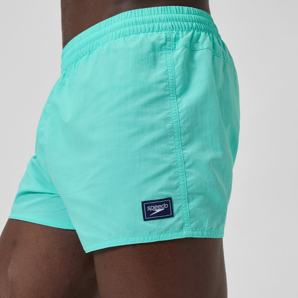 Einfarbige Retro-Badeshorts 33 cm Türkis für Herren