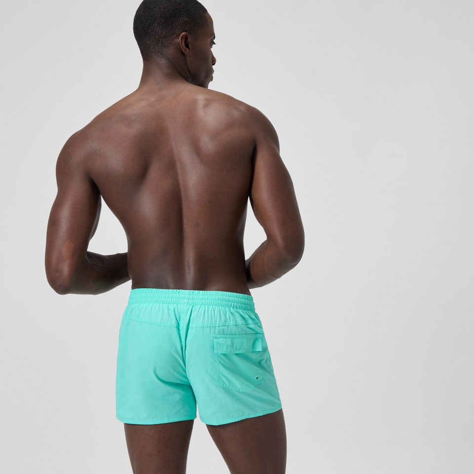 Einfarbige Retro-Badeshorts 33 cm Türkis für Herren