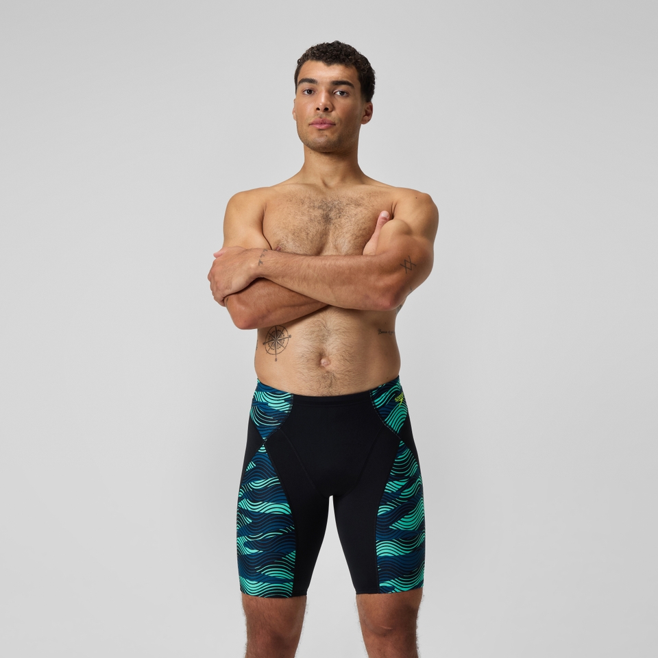 Endurance+ Max Kompressions-Schwimmhose Schwarz/Türkis für Herren