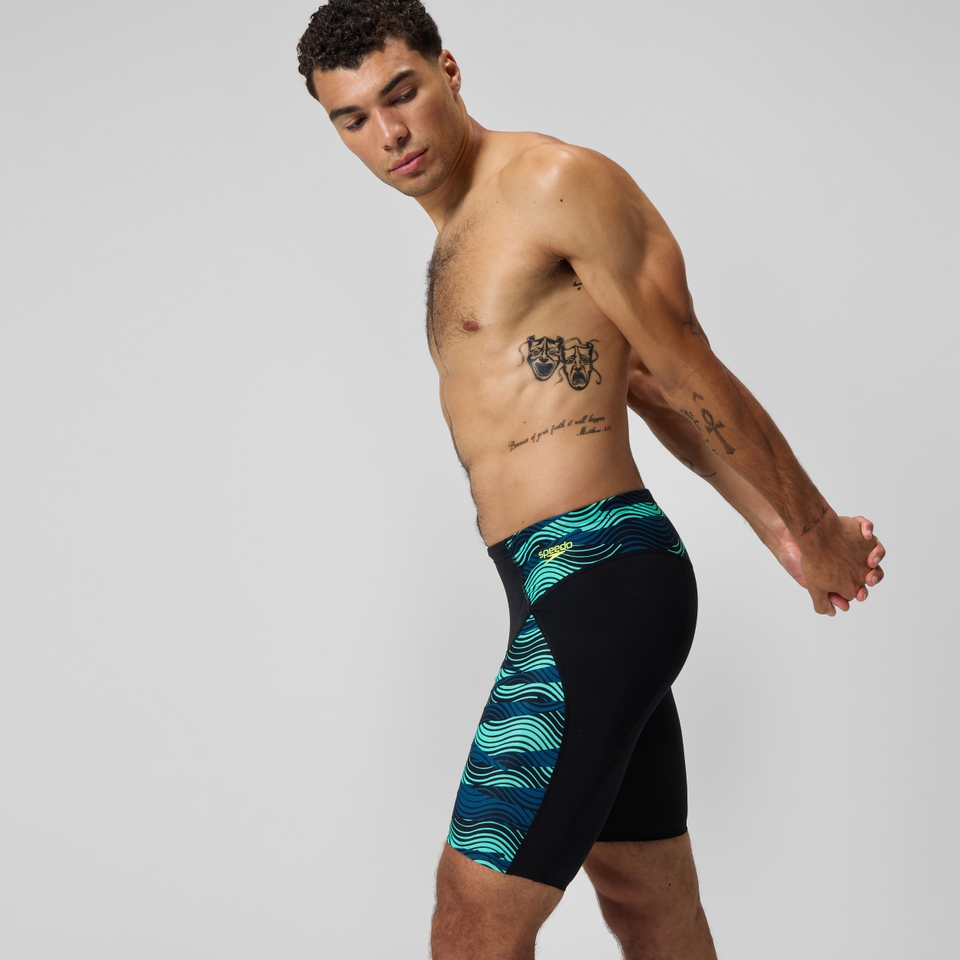 Endurance+ Max Kompressions-Schwimmhose Schwarz/Türkis für Herren