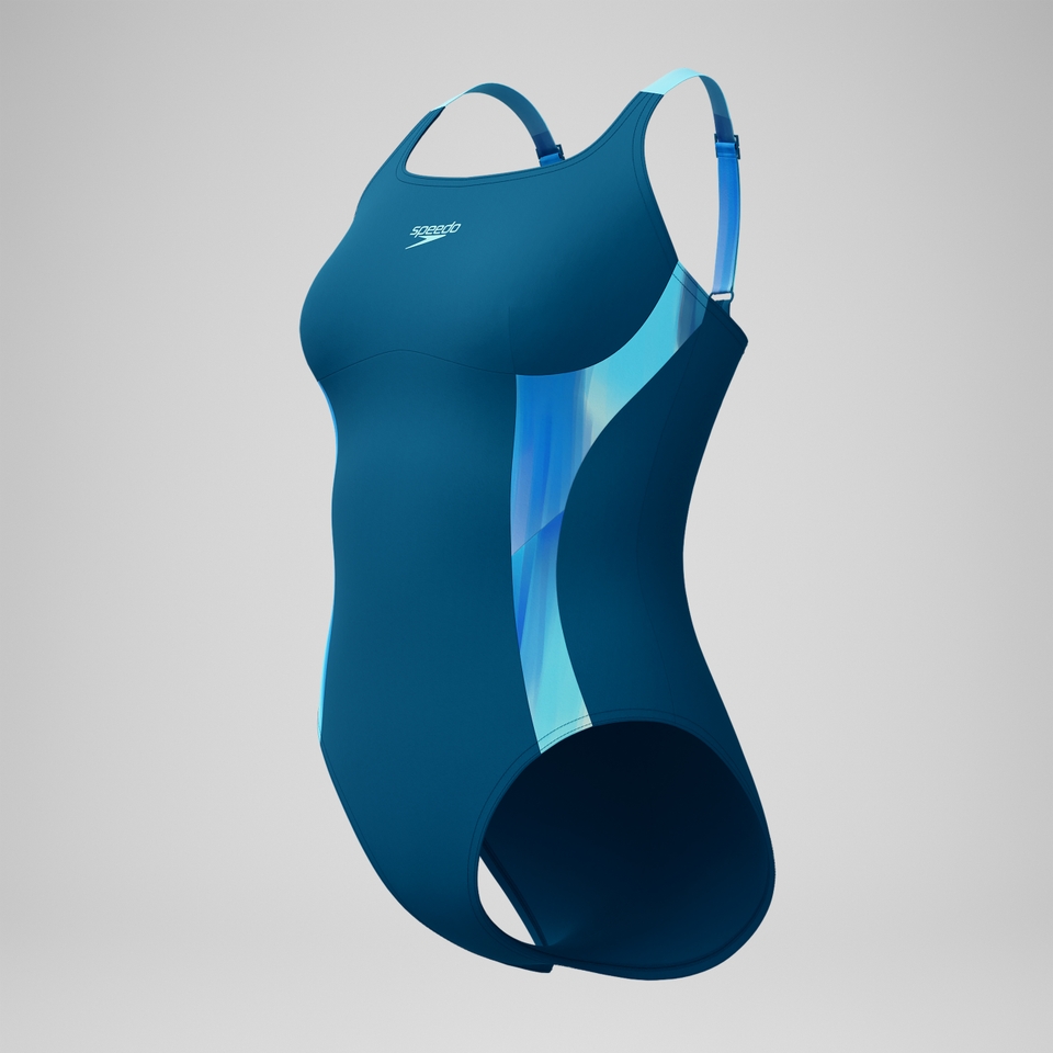 Maillot de bain Femme effet galbant imprimé Splice sarcelle foncé/vert