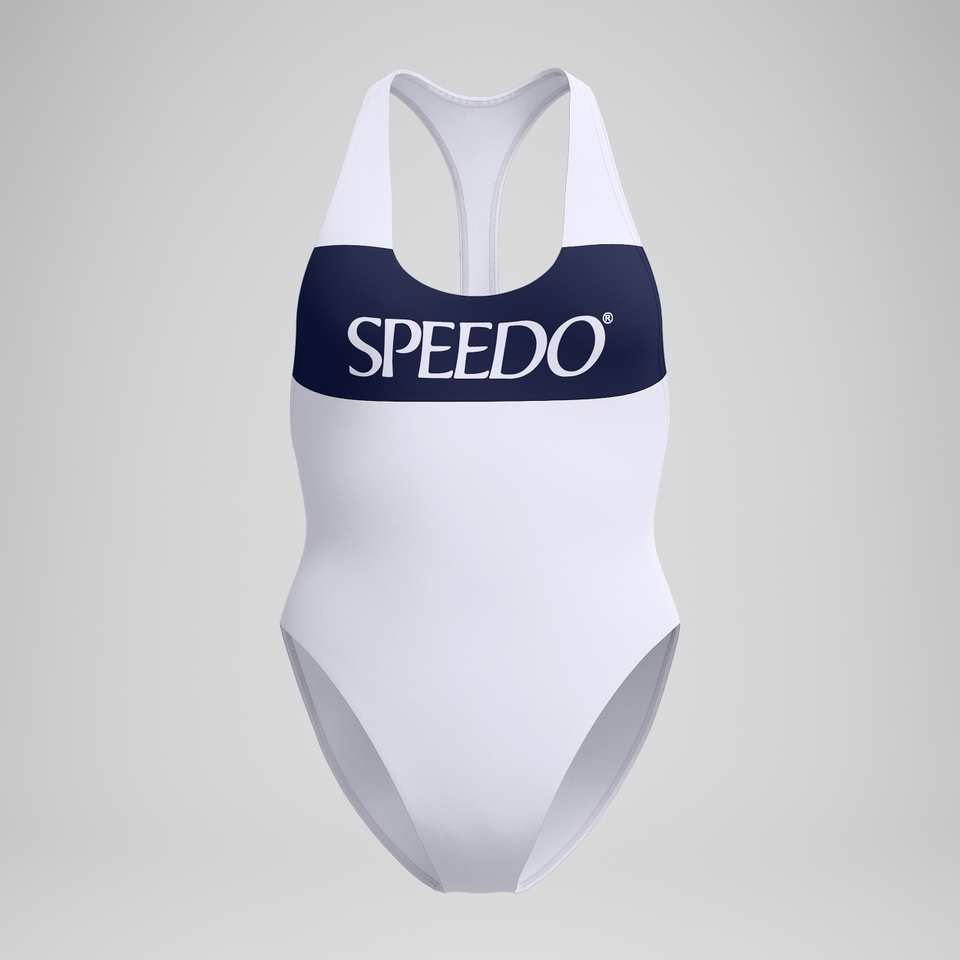 Women's Jetstream Colourblock Logo Racerback Swimsuit White/Navy