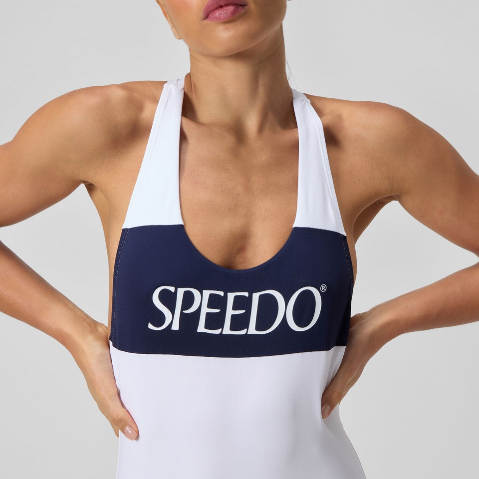 Women's Racerback One Piece White/Navy