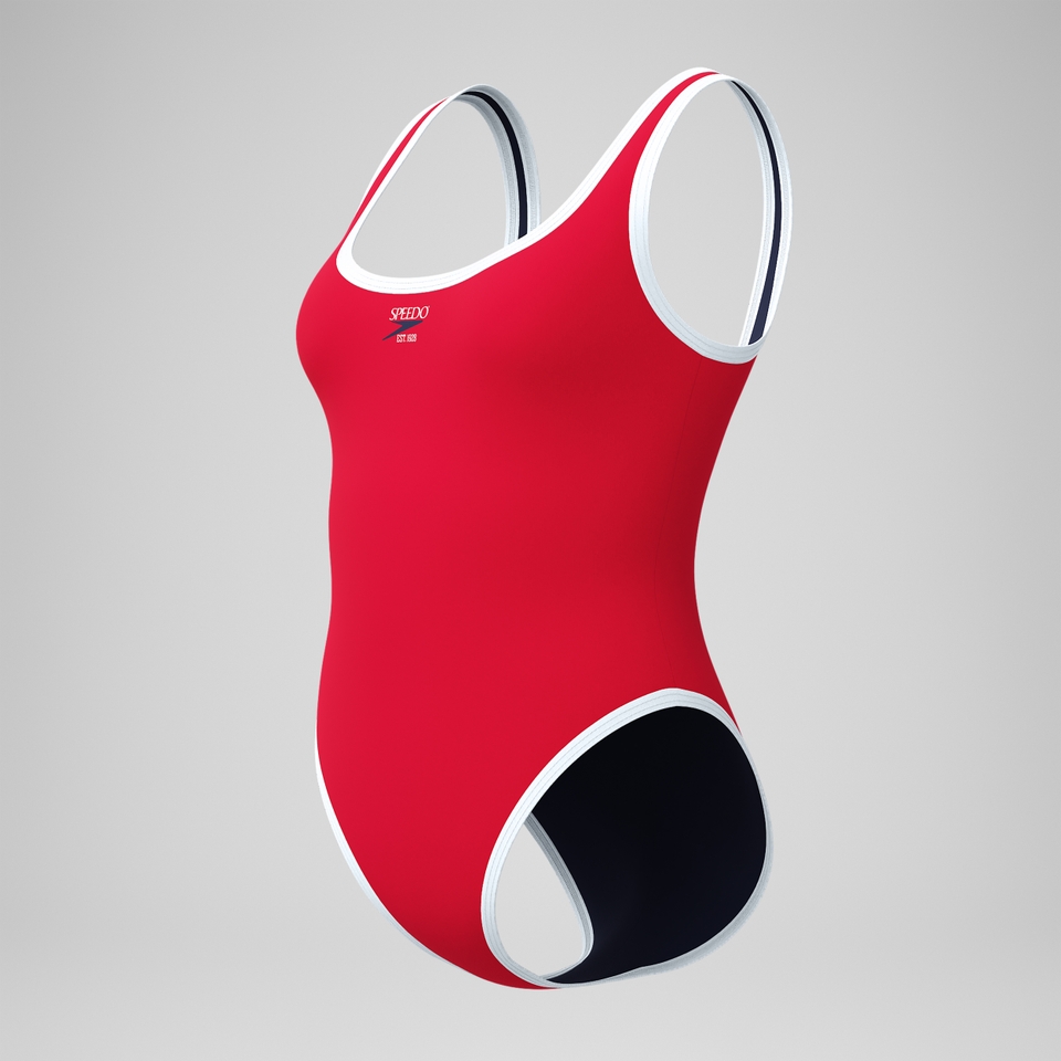 Women's Jetstream Solid Scoop Bound Swimsuit Red