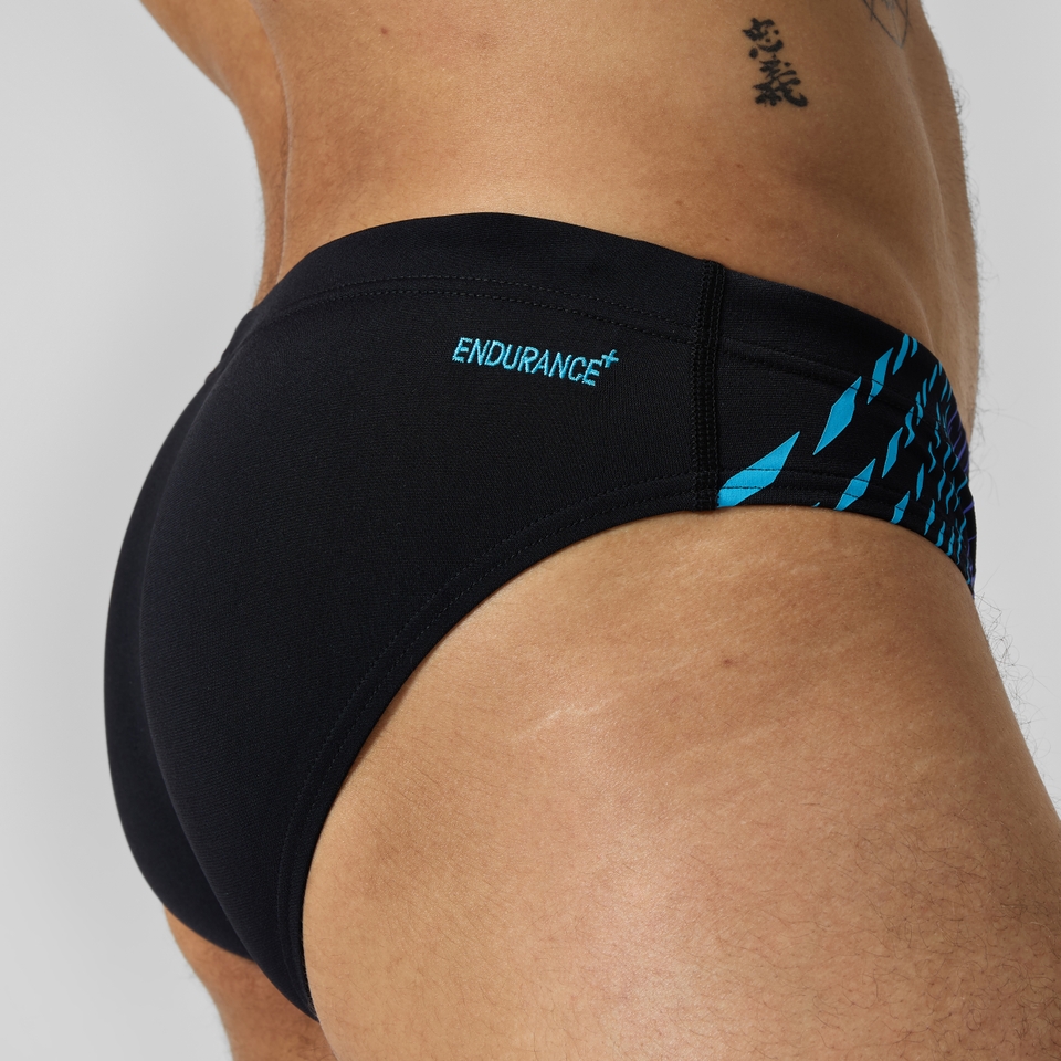Tech Panel Badehose 7 cm Schwarz/Blau für Herren