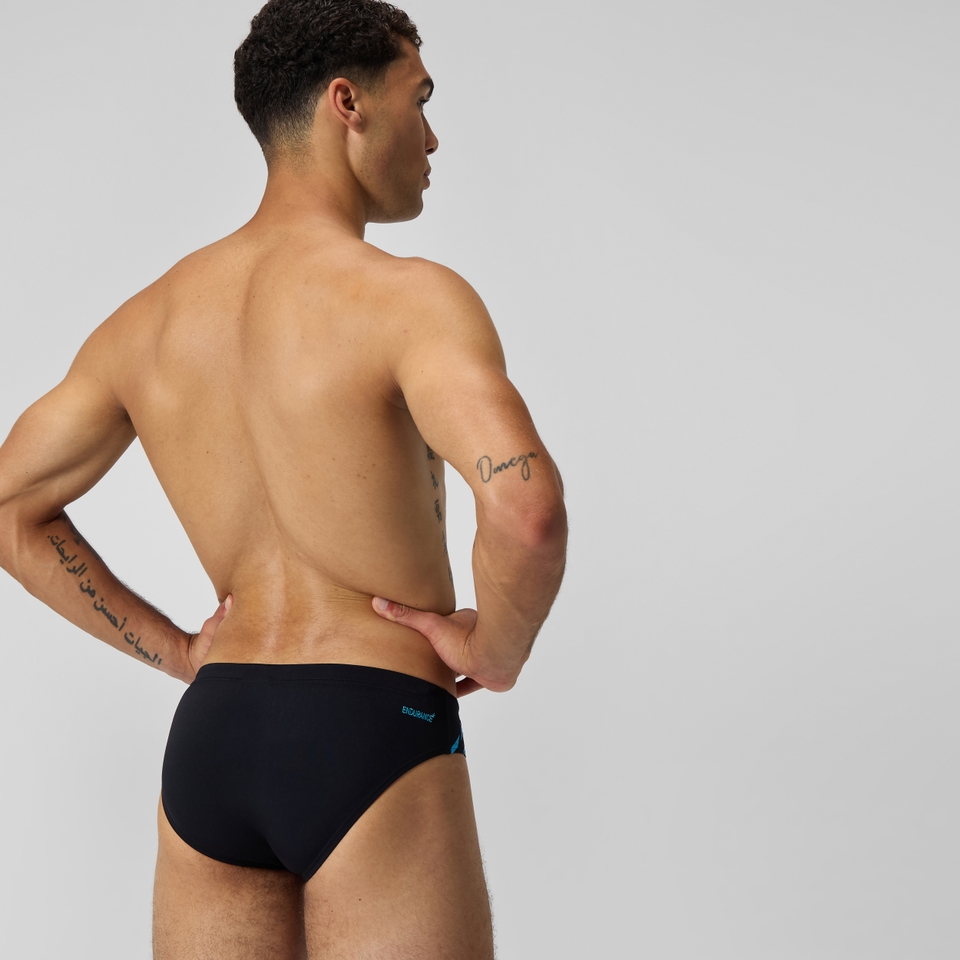 Tech Panel Badehose 7 cm Schwarz/Blau für Herren