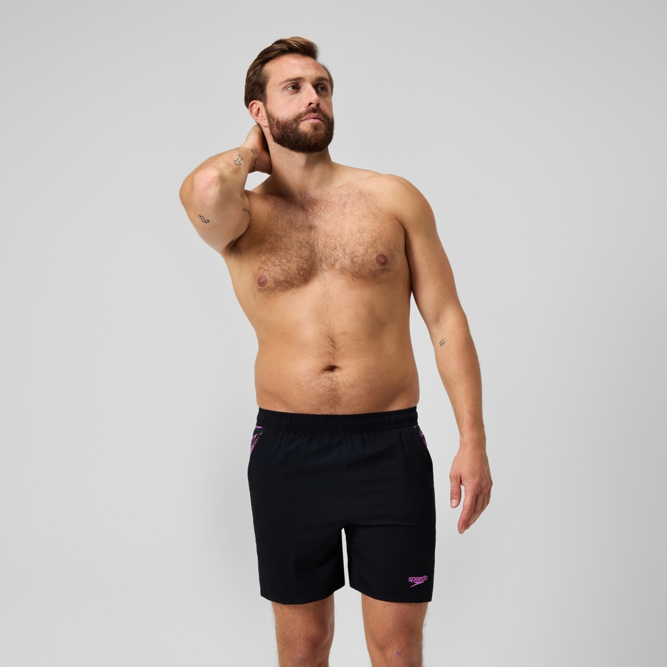 Xpress Lite Panel Badeshorts 40 cm Schwarz/Pink für Herren