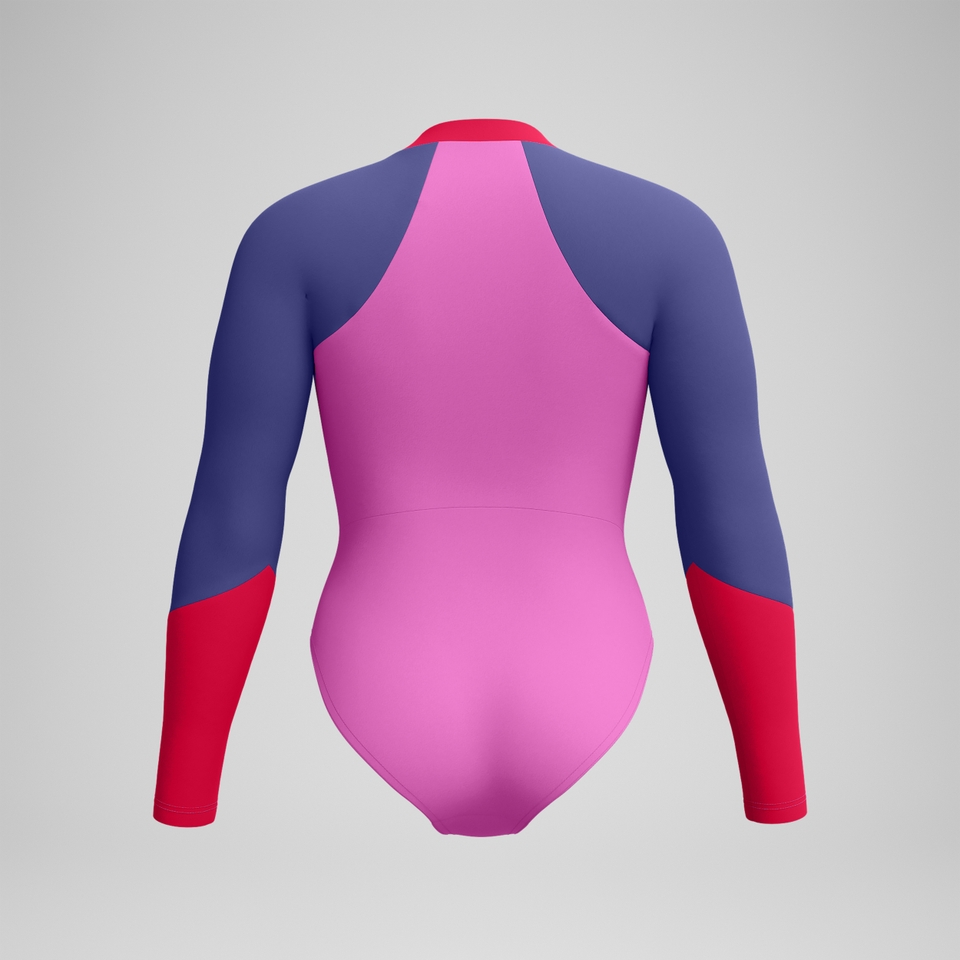 Women's Colourblock Long Sleeve Swimsuit Pink/Purple