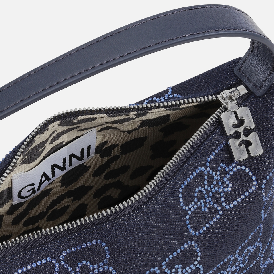 Ganni Butterfly Recycled Denim Small Pouch