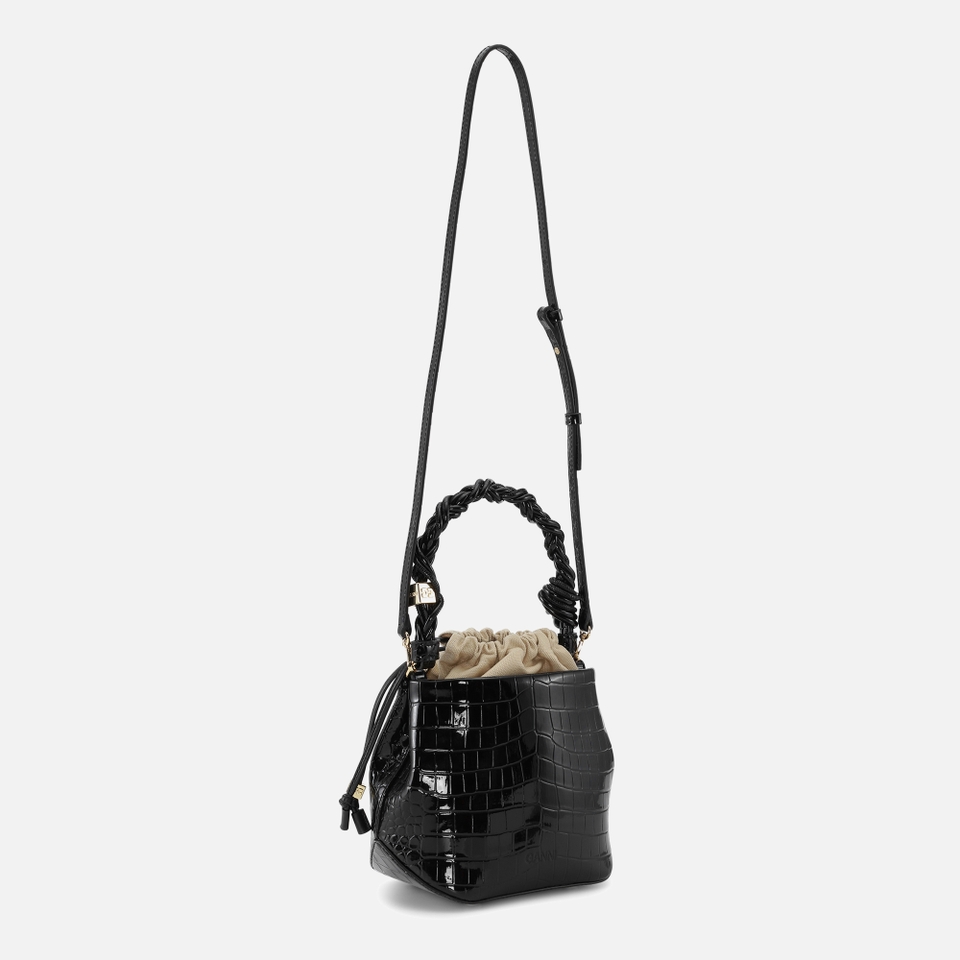 Ganni Bou Leather-Blend Croc-Effect Bucket Bag