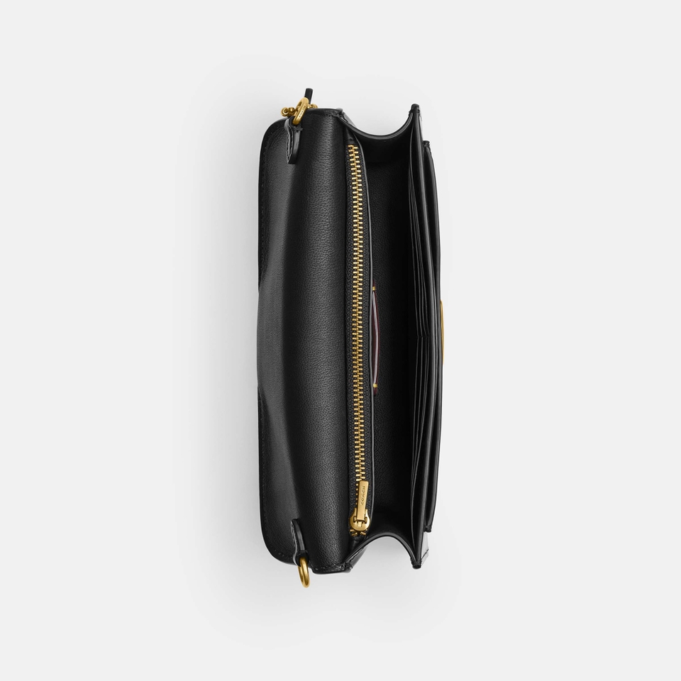 Coach Tabby Spazzolato Leather Chain Clutch