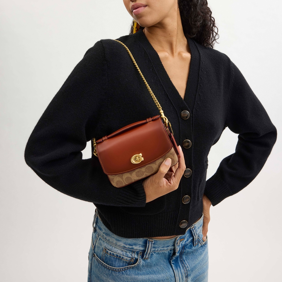 Coach Cassie 17 Signature Leather and Canvas Crossbody Bag