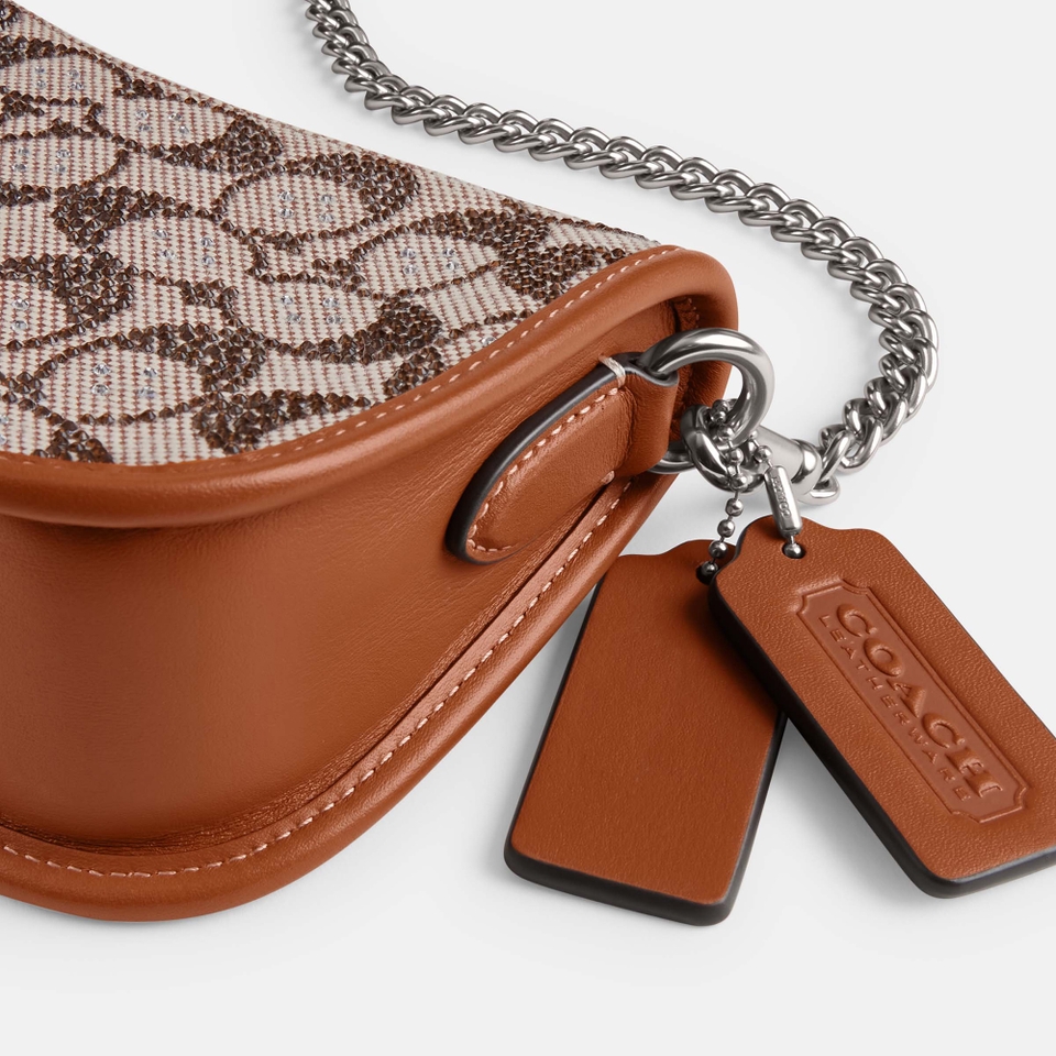 Coach Crystal Signature Logo-Jacquard Swinger 20 Bag