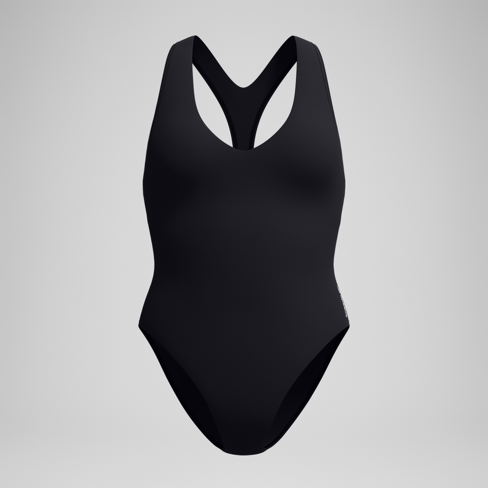 Women's Solid Racerback One Piece Black