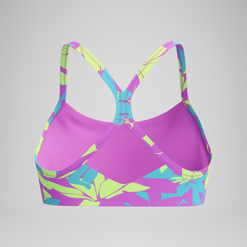 Women's Printed Racerback Bikini Top Blue/Yellow