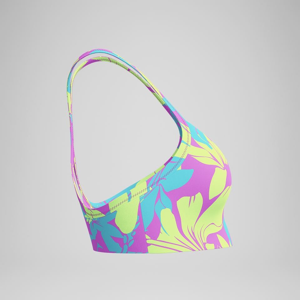 Women's Printed Racerback Bikini Top Blue/Yellow