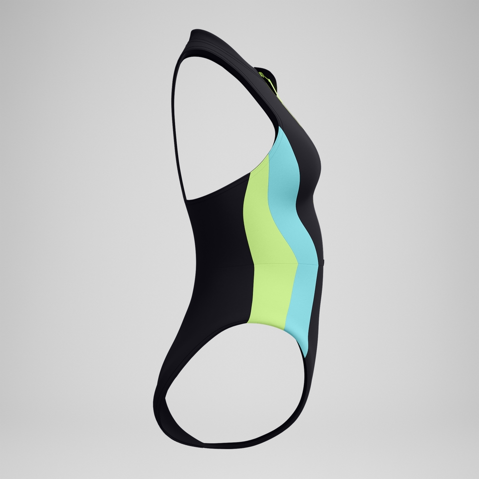 Maillot de bain Femme Colourblock zippé noir