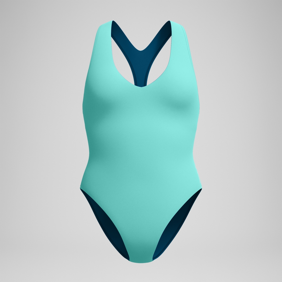 Klassischer Racerback-Badeanzug Türkis für Damen
