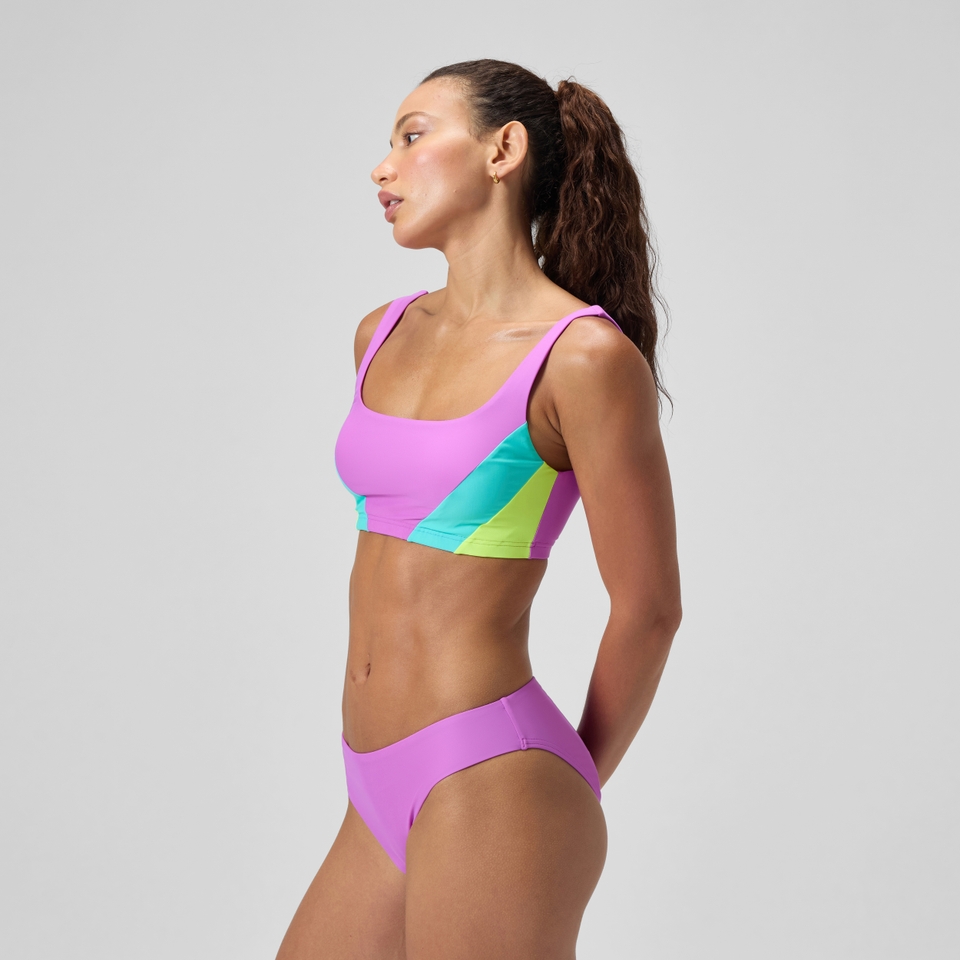 Women's Colorblock Scoop Bikini Top Black/Blue