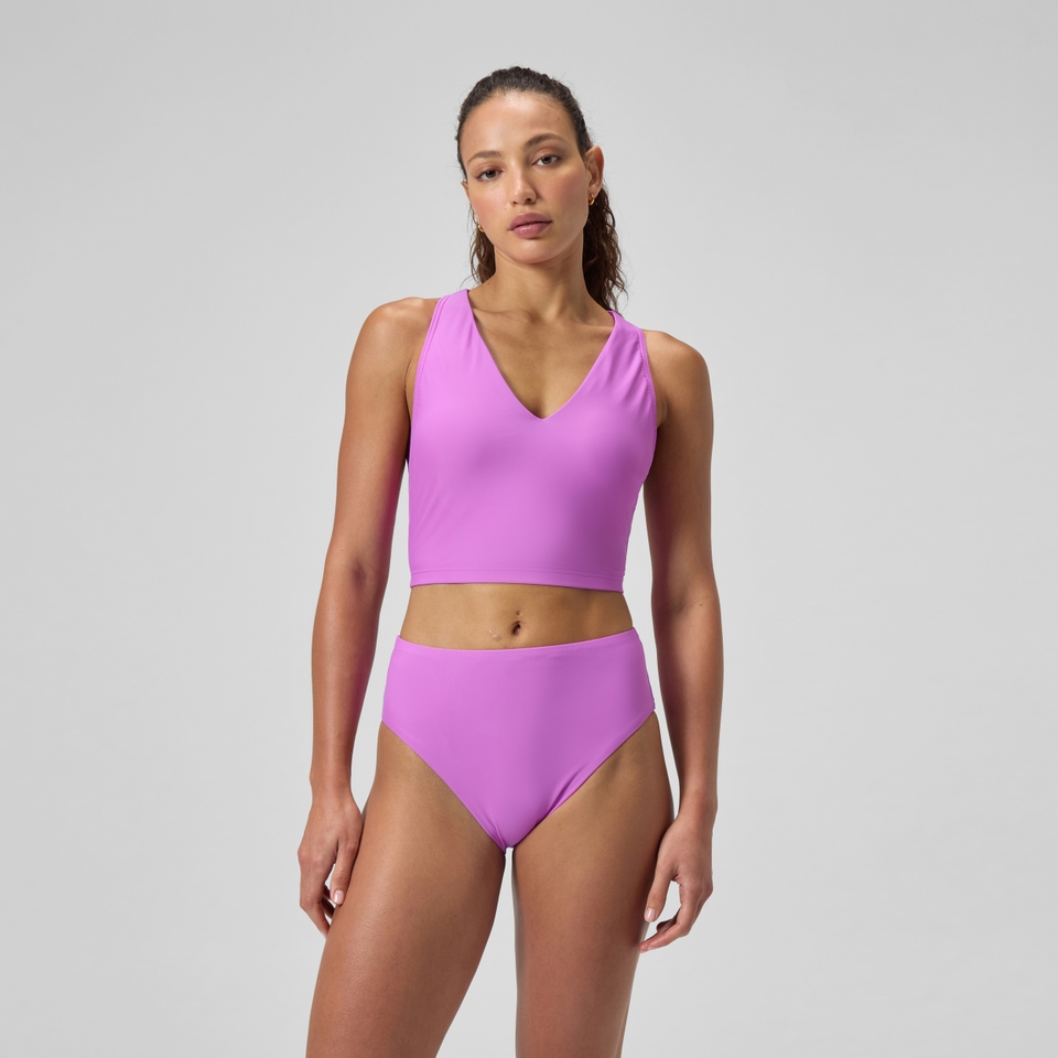 Women's Solid Hi Waist Bikini Bottom Pink