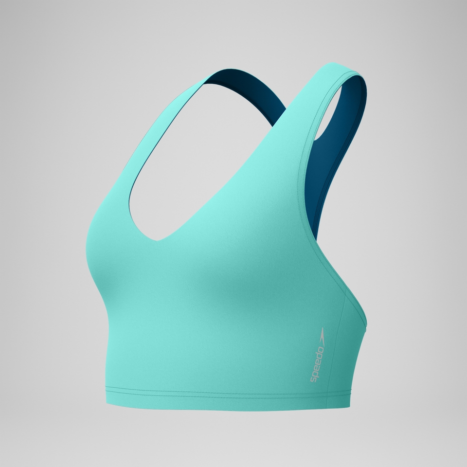 Women's Solid Racerback Bikini Crop Top Teal
