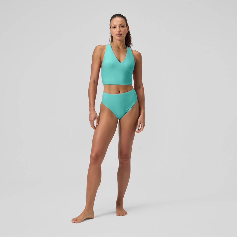 Women's Solid Racerback Bikini Crop Top Teal