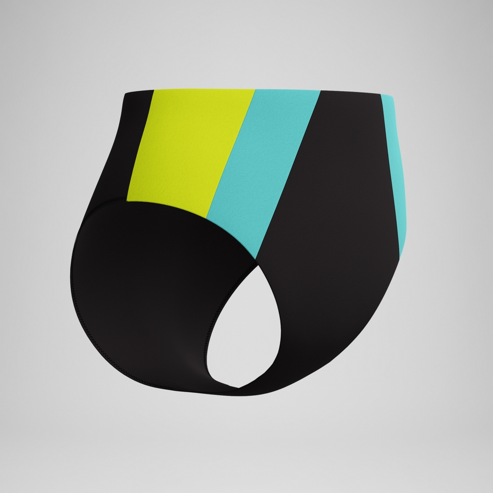 Women's Colourblock Hi Waist Bikini Bottom Black