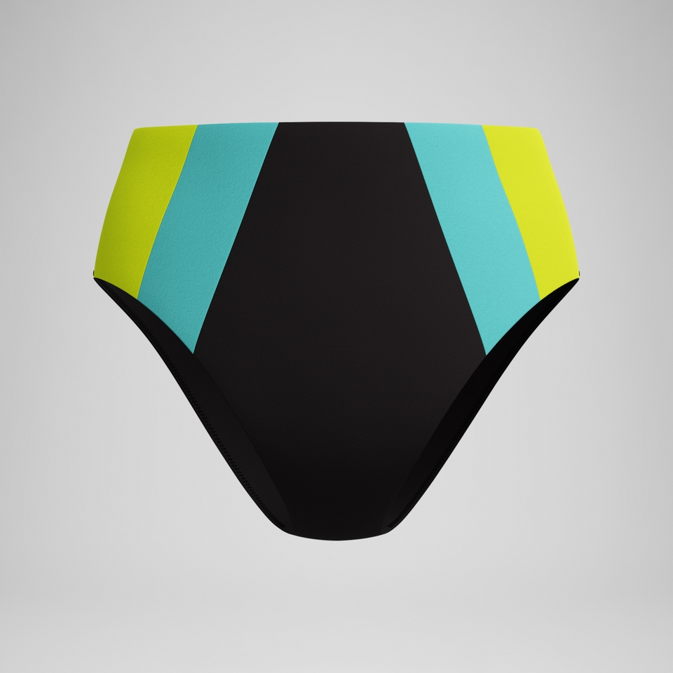 Women's Colourblock Hi Waist Bikini Bottom Black