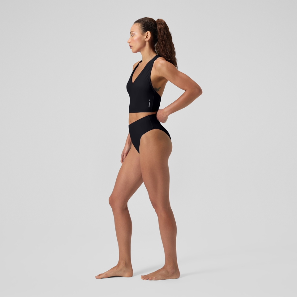 Women's Solid Highwaist Bikini Bottom Black