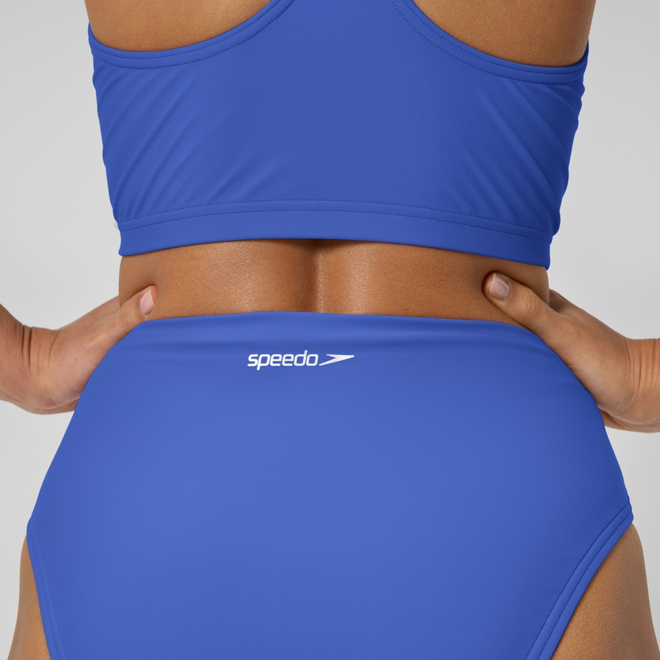 Women's Solid High Waist Bikini Bottom Blue